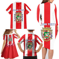 Personalized Puerto Rico Coat Of Arms Family Matching Long Sleeve Bodycon Dress and Hawaiian Shirt - Wonder Print Shop