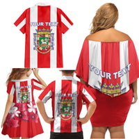 Personalized Puerto Rico Coat Of Arms Family Matching Off Shoulder Short Dress and Hawaiian Shirt - Wonder Print Shop