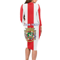Personalized Puerto Rico Coat Of Arms Long Sleeve Bodycon Dress - Wonder Print Shop
