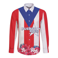 Personalized Puerto Rico Coat Of Arms Long Sleeve Button Shirt - Wonder Print Shop