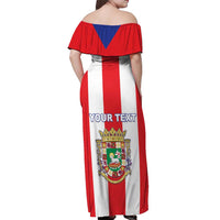 Personalized Puerto Rico Coat Of Arms Off Shoulder Maxi Dress - Wonder Print Shop