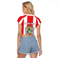 Personalized Puerto Rico Coat Of Arms Raglan Cropped T Shirt - Wonder Print Shop