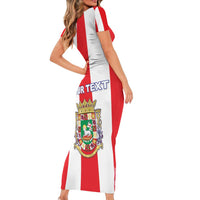 Personalized Puerto Rico Coat Of Arms Short Sleeve Bodycon Dress - Wonder Print Shop