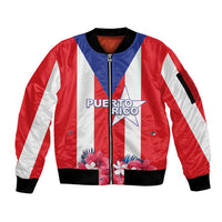 Personalized Puerto Rico Coat Of Arms Sleeve Zip Bomber Jacket - Wonder Print Shop