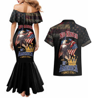 No Kings In America Since 1776 Couples Matching Mermaid Dress and Hawaiian Shirt Eagle Crushing Crown - Wonder Print Shop