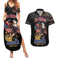 No Kings In America Since 1776 Couples Matching Summer Maxi Dress and Hawaiian Shirt Eagle Crushing Crown - Wonder Print Shop
