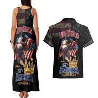 No Kings In America Since 1776 Couples Matching Tank Maxi Dress and Hawaiian Shirt Eagle Crushing Crown - Wonder Print Shop