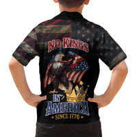 No Kings In America Since 1776 Family Matching Off The Shoulder Long Sleeve Dress and Hawaiian Shirt Eagle Crushing Crown - Wonder Print Shop