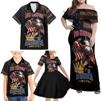 No Kings In America Since 1776 Family Matching Off Shoulder Maxi Dress and Hawaiian Shirt Eagle Crushing Crown - Wonder Print Shop