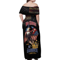 No Kings In America Since 1776 Family Matching Off Shoulder Maxi Dress and Hawaiian Shirt Eagle Crushing Crown - Wonder Print Shop