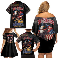 No Kings In America Since 1776 Family Matching Off Shoulder Short Dress and Hawaiian Shirt Eagle Crushing Crown - Wonder Print Shop