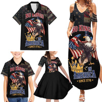 No Kings In America Since 1776 Family Matching Summer Maxi Dress and Hawaiian Shirt Eagle Crushing Crown - Wonder Print Shop