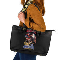 No Kings In America Since 1776 Leather Tote Bag Eagle Crushing Crown - Wonder Print Shop