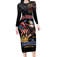 No Kings In America Since 1776 Long Sleeve Bodycon Dress Eagle Crushing Crown - Wonder Print Shop