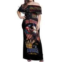 No Kings In America Since 1776 Off Shoulder Maxi Dress Eagle Crushing Crown - Wonder Print Shop