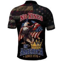 No Kings In America Since 1776 Polo Shirt Eagle Crushing Crown - Wonder Print Shop