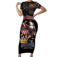 No Kings In America Since 1776 Short Sleeve Bodycon Dress Eagle Crushing Crown - Wonder Print Shop