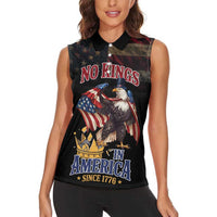 No Kings In America Since 1776 Women Sleeveless Polo Shirt Eagle Crushing Crown - Wonder Print Shop