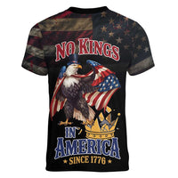 No Kings In America Since 1776 Women V-Neck T-Shirt Eagle Crushing Crown - Wonder Print Shop
