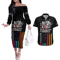 No Kings In America LGBT Couples Matching Off The Shoulder Long Sleeve Dress and Hawaiian Shirt We the People Say No - Wonder Print Shop