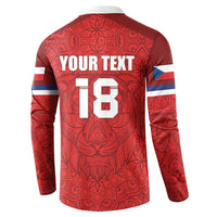 Custom Czech Republic Football Red Version Button Sweatshirt Go Champion Sporty Style LT18