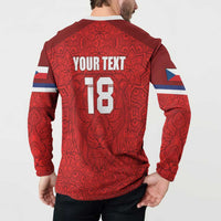 Custom Czech Republic Football Red Version Button Sweatshirt Go Champion Sporty Style LT18