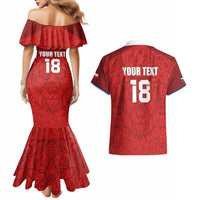 Custom Czech Republic Football Red Version Couples Matching Mermaid Dress and Hawaiian Shirt Go Champion Sporty Style LT18