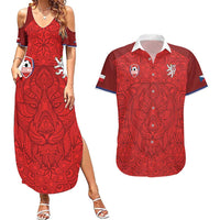 Custom Czech Republic Football Red Version Couples Matching Summer Maxi Dress and Hawaiian Shirt Go Champion Sporty Style LT18