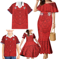 Custom Czech Republic Football Red Version Family Matching Mermaid Dress and Hawaiian Shirt Go Champion Sporty Style LT18