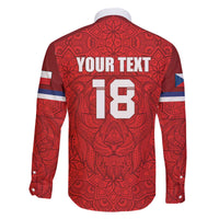 Custom Czech Republic Football Red Version Family Matching Off The Shoulder Long Sleeve Dress and Hawaiian Shirt Go Champion Sporty Style LT18