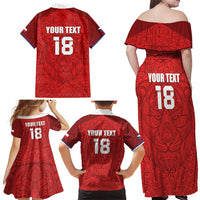 Custom Czech Republic Football Red Version Family Matching Off Shoulder Maxi Dress and Hawaiian Shirt Go Champion Sporty Style LT18