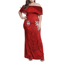 Custom Czech Republic Football Red Version Family Matching Off Shoulder Maxi Dress and Hawaiian Shirt Go Champion Sporty Style LT18
