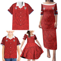 Custom Czech Republic Football Red Version Family Matching Puletasi and Hawaiian Shirt Go Champion Sporty Style LT18