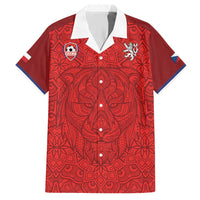 Custom Czech Republic Football Red Version Family Matching Short Sleeve Bodycon Dress and Hawaiian Shirt Go Champion Sporty Style LT18