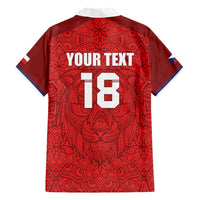 Custom Czech Republic Football Red Version Family Matching Short Sleeve Bodycon Dress and Hawaiian Shirt Go Champion Sporty Style LT18