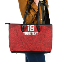 Custom Czech Republic Football Red Version Leather Tote Bag Go Champion Sporty Style LT18