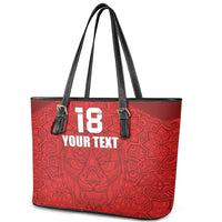 Custom Czech Republic Football Red Version Leather Tote Bag Go Champion Sporty Style LT18