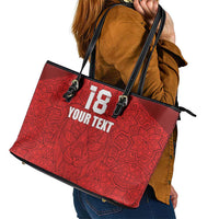 Custom Czech Republic Football Red Version Leather Tote Bag Go Champion Sporty Style LT18