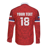 Custom Czech Republic Football Red Version Long Sleeve Button Shirt Go Champion Sporty Style LT18