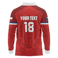 Custom Czech Republic Football Red Version Long Sleeve Polo Shirt Go Champion Sporty Style LT18