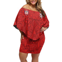 Custom Czech Republic Football Red Version Off Shoulder Short Dress Go Champion Sporty Style LT18