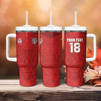 Custom Czech Republic Football Red Version Tumbler With Handle Go Champion Sporty Style LT18
