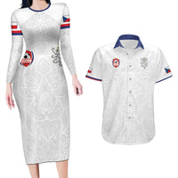 Custom Czech Republic Football White Version Couples Matching Long Sleeve Bodycon Dress and Hawaiian Shirt Go Champion Sporty Style LT18