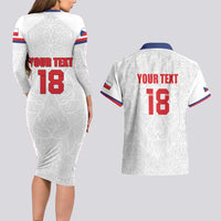 Custom Czech Republic Football White Version Couples Matching Long Sleeve Bodycon Dress and Hawaiian Shirt Go Champion Sporty Style LT18