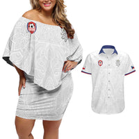 Custom Czech Republic Football White Version Couples Matching Off Shoulder Short Dress and Hawaiian Shirt Go Champion Sporty Style LT18