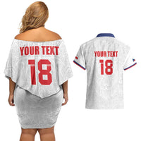 Custom Czech Republic Football White Version Couples Matching Off Shoulder Short Dress and Hawaiian Shirt Go Champion Sporty Style LT18