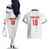 Custom Czech Republic Football White Version Couples Matching Off The Shoulder Long Sleeve Dress and Hawaiian Shirt Go Champion Sporty Style LT18