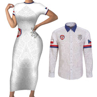 Custom Czech Republic Football White Version Couples Matching Short Sleeve Bodycon Dress and Long Sleeve Button Shirt Go Champion Sporty Style LT18