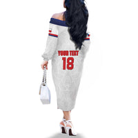 Custom Czech Republic Football White Version Family Matching Off The Shoulder Long Sleeve Dress and Hawaiian Shirt Go Champion Sporty Style LT18