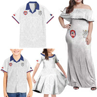 Custom Czech Republic Football White Version Family Matching Off Shoulder Maxi Dress and Hawaiian Shirt Go Champion Sporty Style LT18